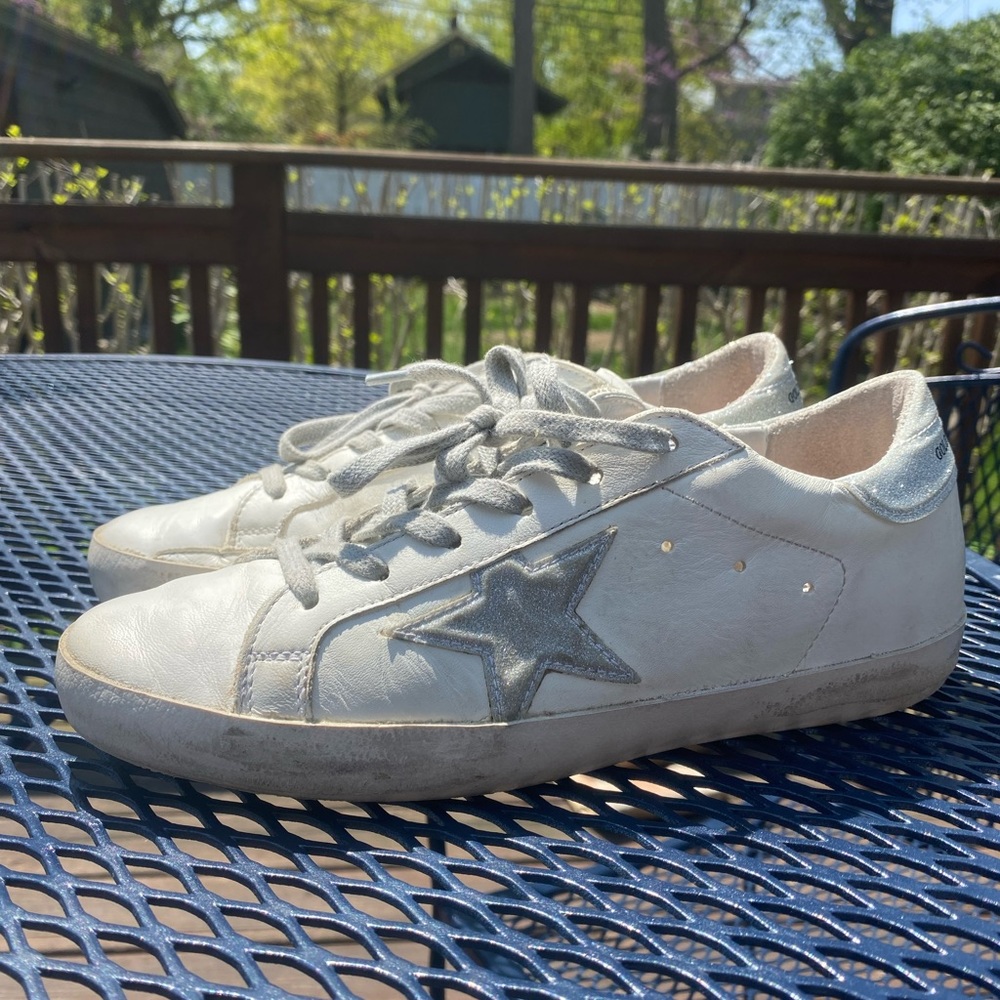 Golden Goose Superstar Leather Glitter Low-Top Sneakers